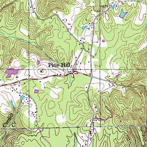 Topographic Map of Pine Hill Volunteer Fire Department, TN
