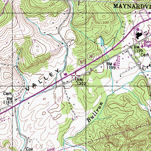 Topographic Map of Maynardville Volunteer Fire Department, TN