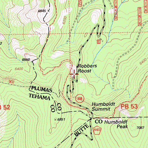 Topographic Map of Robbers Roost, CA