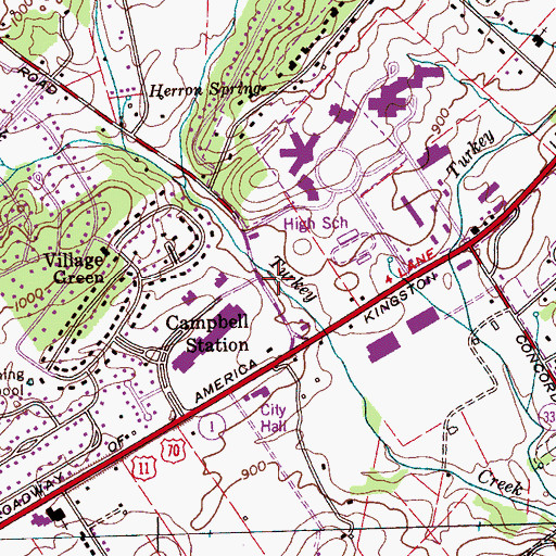 Topographic Map of Rural / Metro Fire Department Station 41, TN
