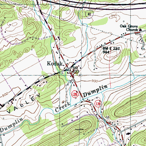 Topographic Map of Northview Kodak Volunteer Fire Department Headquarters, TN