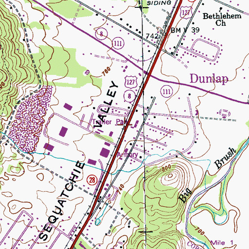 Topographic Map of Sequatchie County Ambulance Service, TN