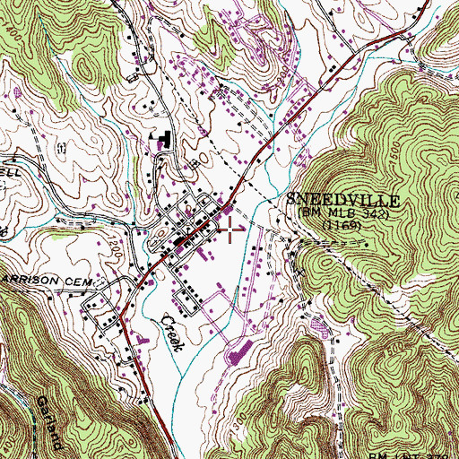 Topographic Map of Hancock County Rescue Squad, TN