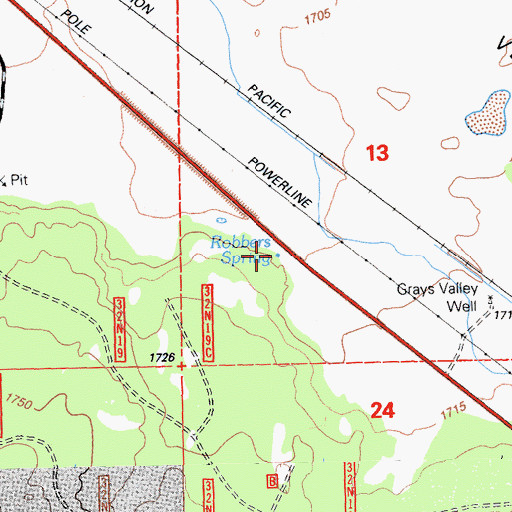 Topographic Map of Robbers Spring, CA