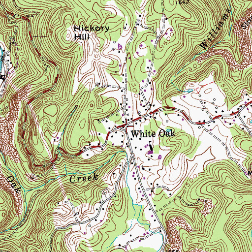 Topographic Map of White Oak Volunteer Fire Department, TN