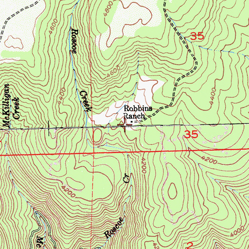 Topographic Map of Robbins Ranch, CA