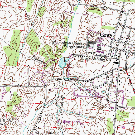 Topographic Map of Gray Volunteer Fire Department, TN