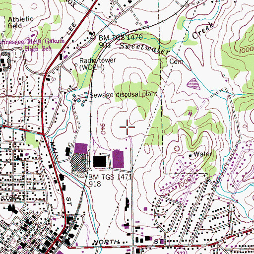 Topographic Map of Sweetwater Fire Department Station 2, TN
