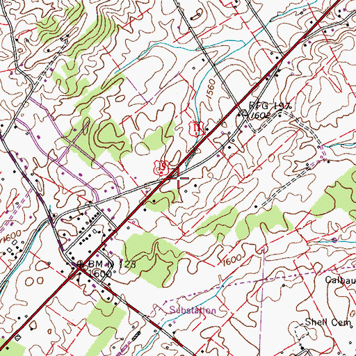 Topographic Map of Piney Flats Volunteer Fire Department, TN