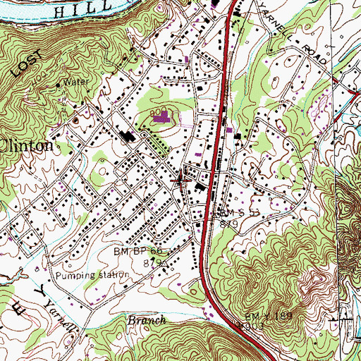 Topographic Map of Clinton Fire Department Station 2, TN