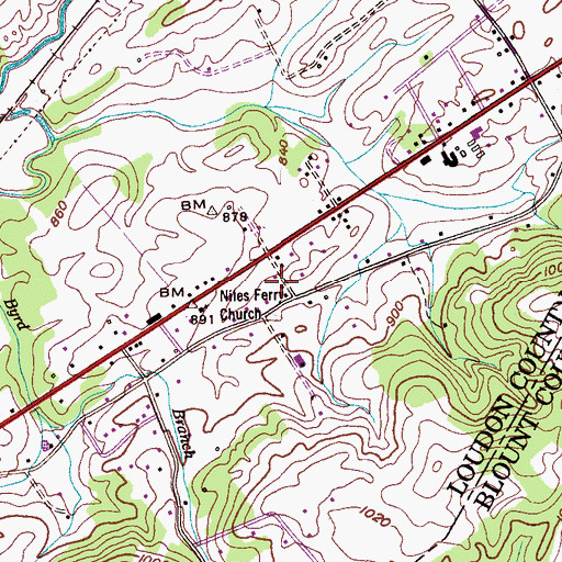 Topographic Map of Greenback Fire and Rescue Station 2, TN