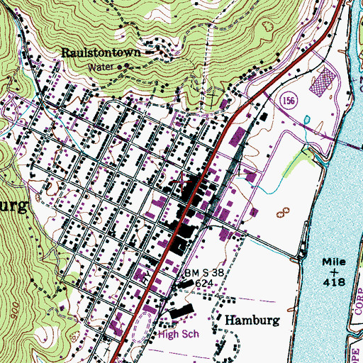 Topographic Map of South Pittsburg Volunteer Fire Department, TN