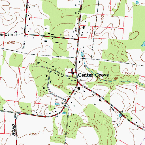 Topographic Map of North Franklin County Volunteer Fire Department, TN