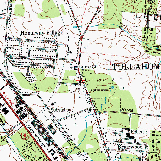 Topographic Map of Tullahoma Fire Department Station 2, TN