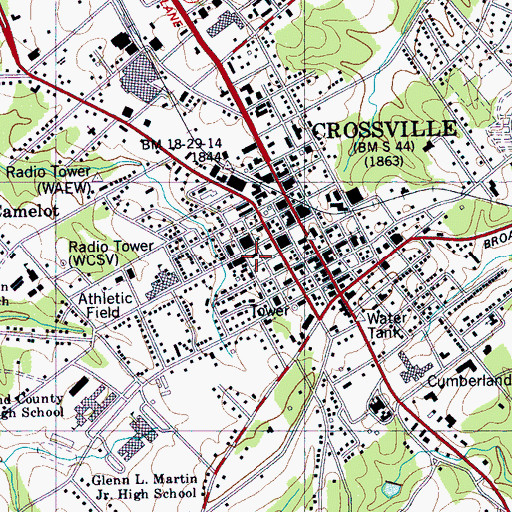 Topographic Map of Crossville Fire Department Station 1, TN
