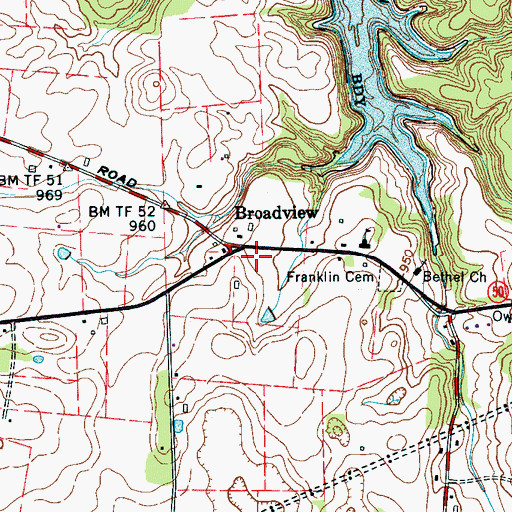 Topographic Map of Broadview Volunteer Fire Department, TN