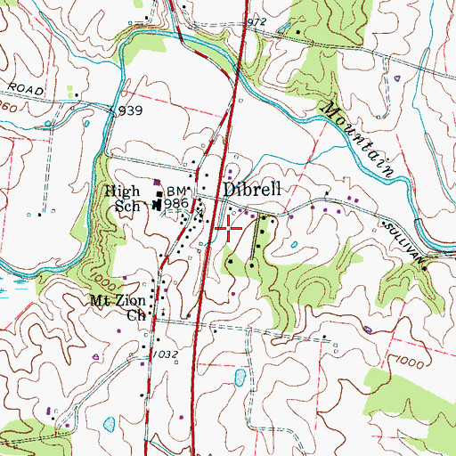 Topographic Map of North Warren Volunteer Fire Department Station 1, TN