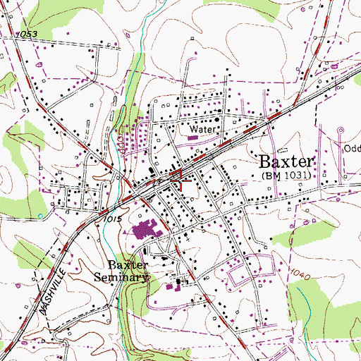 Topographic Map of Baxter Volunteer Fire Department, TN
