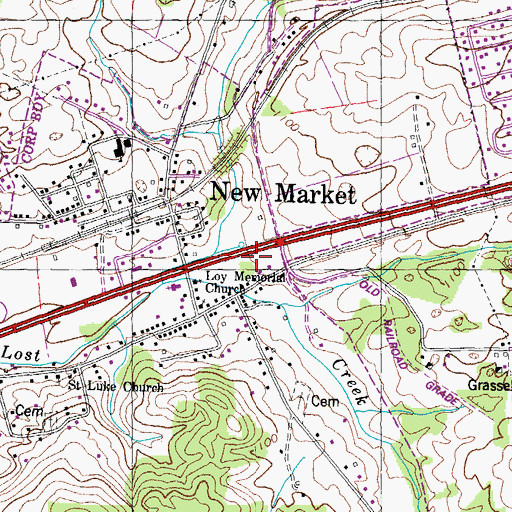Topographic Map of New Market Volunteer Fire Department and Rescue Team, TN