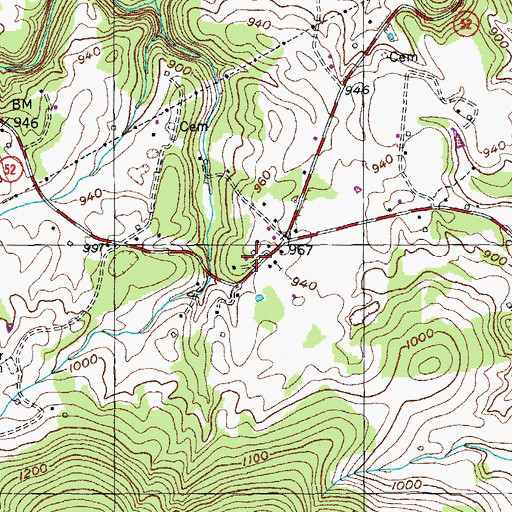 Topographic Map of Alpine Volunteer Fire Department, TN