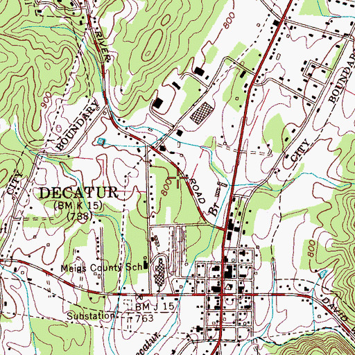 Topographic Map of Decatur Fire Department, TN
