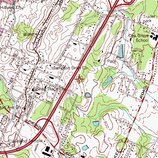 Topographic Map of Cleveland Fire Department Station 3, TN