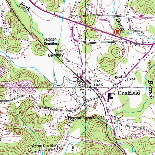 Topographic Map of Coalfield Volunteer Fire Department, TN
