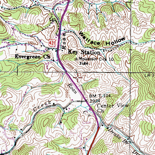 Topographic Map of Trade Volunteer Fire Department, TN