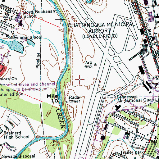 Topographic Map of Chattanooga Airport Fire Department, TN