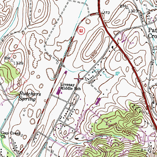 Topographic Map of City of Harrogate Volunteer Fire Department Station 1, TN