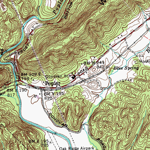 Topographic Map of Marlow Volunteer Fire Department Donovan Station, TN