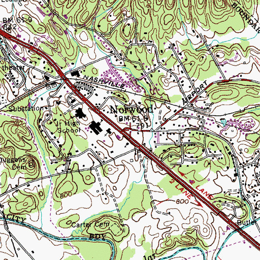 Topographic Map of Oliver Springs Fire Department Station 2, TN