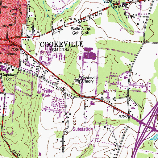 Topographic Map of Putnam County Fire Department, TN