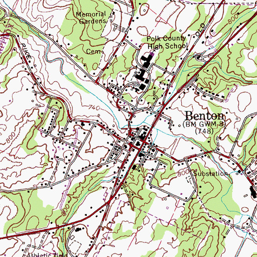 Topographic Map of West Polk County Fire and Rescue Station 1, TN