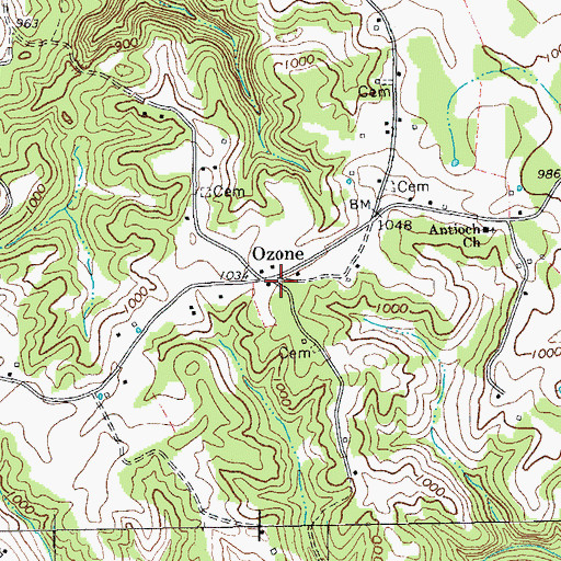 Topographic Map of Taylors Crossroads Volunteer Fire Department, TN