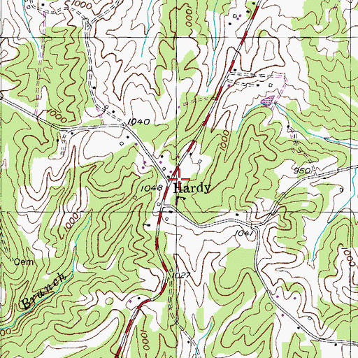 Topographic Map of Hardys Chapel Volunteer Fire Department, TN