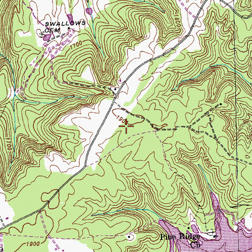 Topographic Map of Muddy Pond Volunteer Fire Department, TN