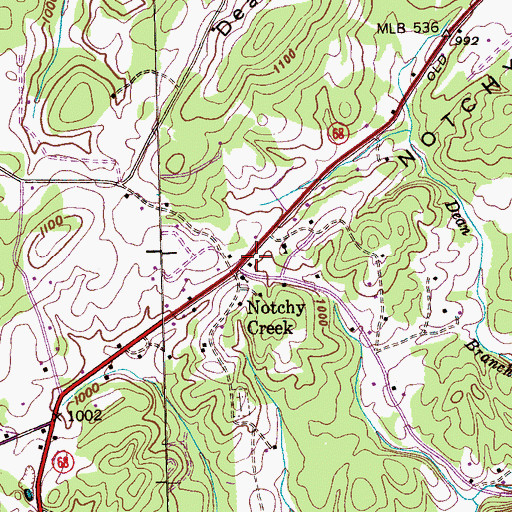 Topographic Map of Notchey Creek Volunteer Fire Department, TN