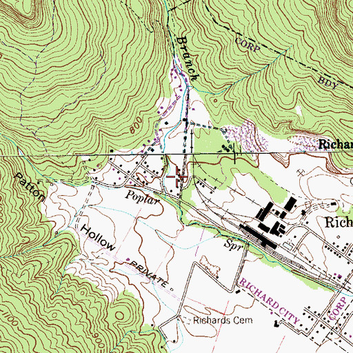 Topographic Map of Irondale Volunteer Fire Department, TN