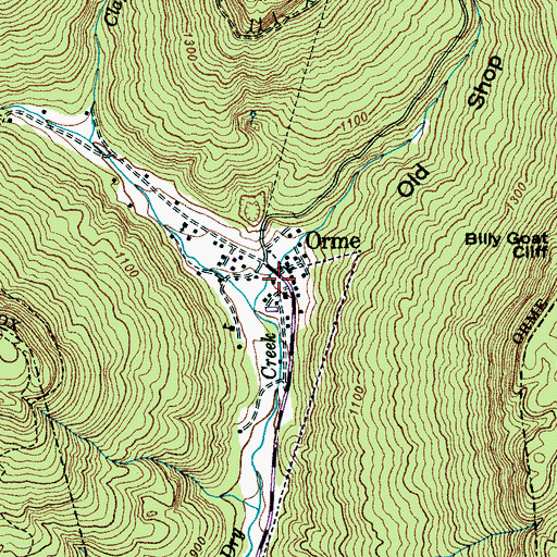 Topographic Map of Orme Volunteer Fire Department, TN