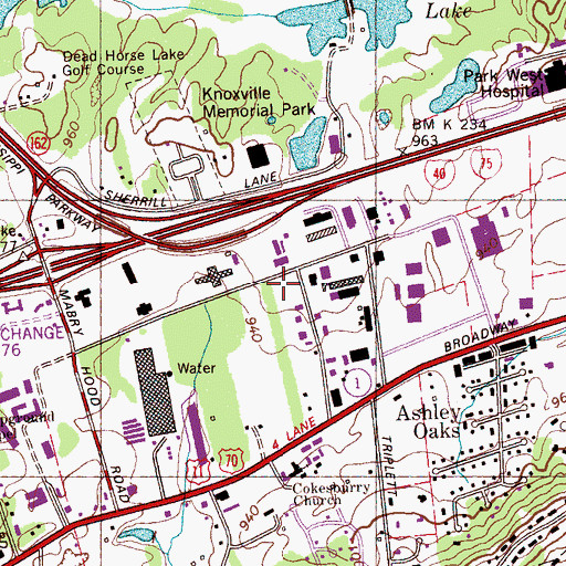 Topographic Map of Rural / Metro Fire Department Knox County, TN