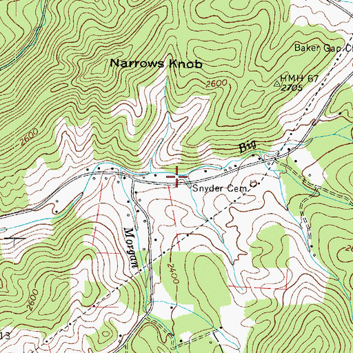 Topographic Map of Dry Run Volunteer Fire Department, TN