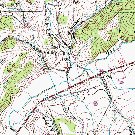 Topographic Map of Doe Valley Volunteer Fire Department, TN