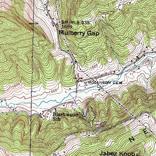 Topographic Map of Vardy / Blackwater Volunteer Fire Department, TN