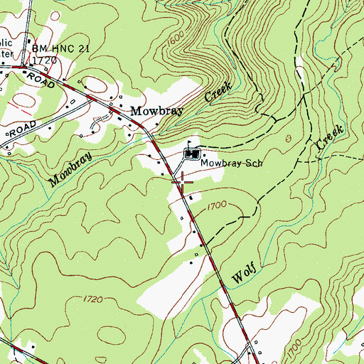 Topographic Map of Mowbray Volunteer Fire Department, TN