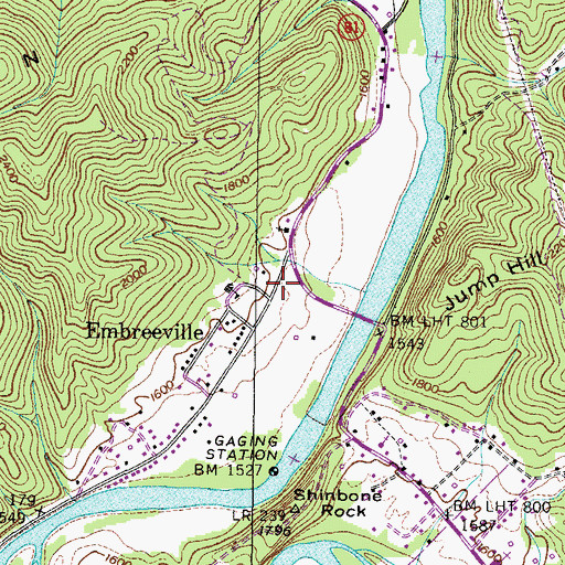 Topographic Map of Embreeville Volunteer Fire Department, TN