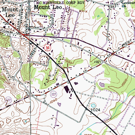Topographic Map of Collins River Volunteer Fire Department Station 1, TN
