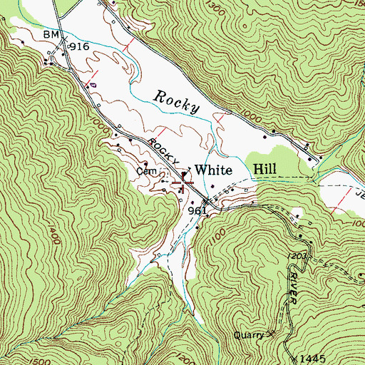 Topographic Map of Rocky River Volunteer Fire Department, TN