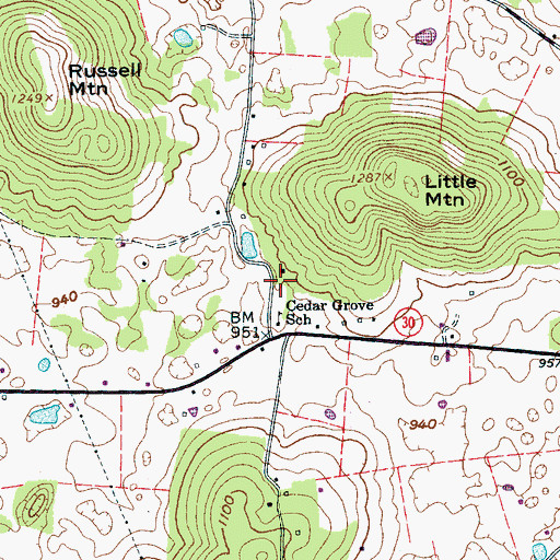 Topographic Map of Cedar Grove Fire Department, TN