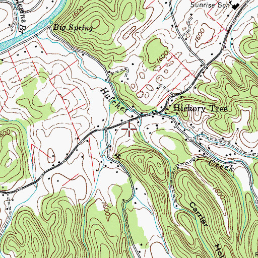 Topographic Map of Hickory Tree Volunteer Fire Department, TN